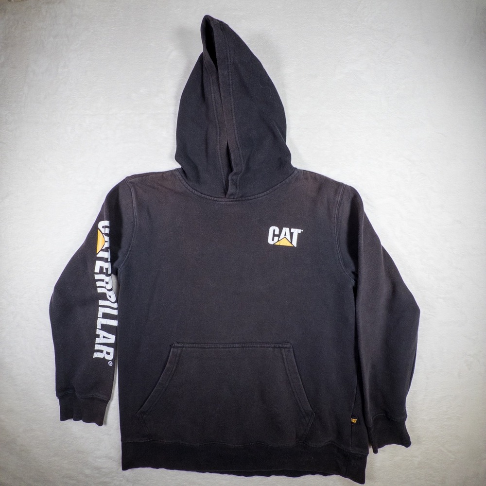 CAT Caterpillar Black Hoodie Sweatshirts Kids‎ XL/TG/EG 18-20 Workwear Logo